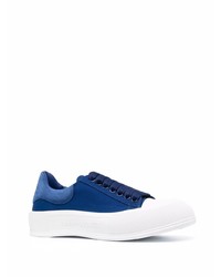 Baskets basses en toile bleu marine Alexander McQueen