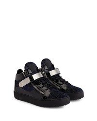 Baskets basses en toile bleu marine Giuseppe Zanotti