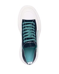 Baskets basses en toile bleu marine Alexander McQueen