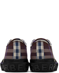 Baskets basses en toile écossaises bordeaux Burberry