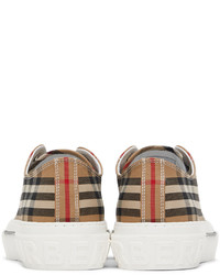 Baskets basses en toile écossaises marron clair Burberry