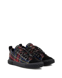 Baskets basses en toile écossaises noires Giuseppe Zanotti