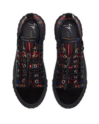 Baskets basses en toile écossaises noires Giuseppe Zanotti