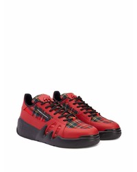 Baskets basses en toile écossaises rouges Giuseppe Zanotti