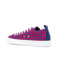 Baskets basses en toile en vichy bleu marine DSQUARED2