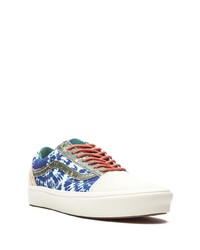 Baskets basses en toile imprimé tie-dye bleues Vans