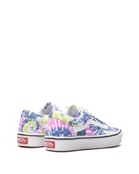 Baskets basses en toile imprimé tie-dye bleues Vans