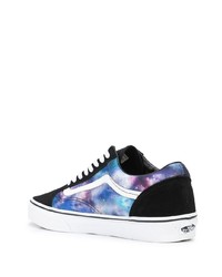 Baskets basses en toile imprimé tie-dye bleues Vans