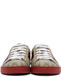 Baskets basses en toile imprimées beiges Gucci