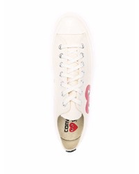 Baskets basses en toile imprimées beiges COMME DES GARÇONS PLAY X CONVERSE