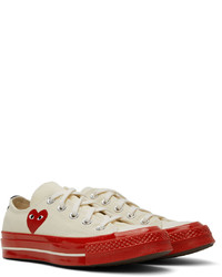 Baskets basses en toile imprimées beiges Comme Des Garcons Play