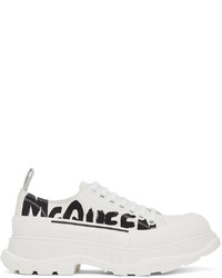 Baskets basses en toile imprimées blanches et noires Alexander McQueen