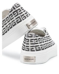 Baskets basses en toile imprimées blanches et noires Givenchy