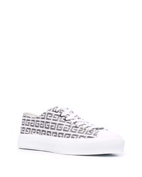 Baskets basses en toile imprimées blanches et noires Givenchy