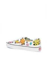 Baskets basses en toile imprimées blanches Vans