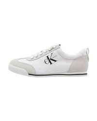 Baskets basses en toile imprimées blanches Calvin Klein