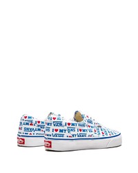 Baskets basses en toile imprimées blanches Vans