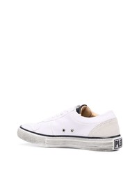 Baskets basses en toile imprimées blanches Philipp Plein