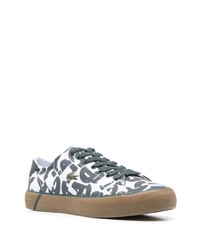 Baskets basses en toile imprimées blanches Lacoste