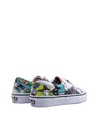 Baskets basses en toile imprimées blanches Vans