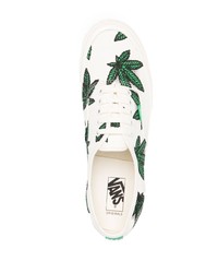 Baskets basses en toile imprimées blanches Vans