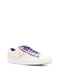 Baskets basses en toile imprimées blanches Converse