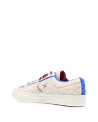 Baskets basses en toile imprimées blanches Converse