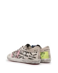 Baskets basses en toile imprimées blanches Golden Goose