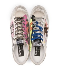 Baskets basses en toile imprimées blanches Golden Goose