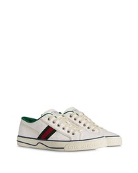 Baskets basses en toile imprimées blanches Gucci