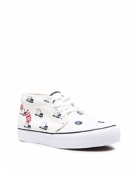 Baskets basses en toile imprimées blanches Vans