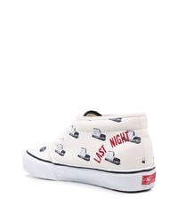 Baskets basses en toile imprimées blanches Vans