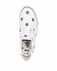 Baskets basses en toile imprimées blanches Vans