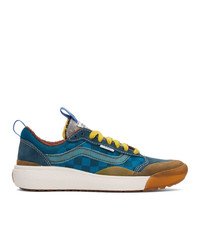 Baskets basses en toile imprimées bleu canard