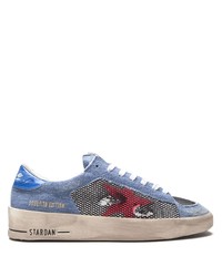 Baskets basses en toile imprimées bleu clair Golden Goose