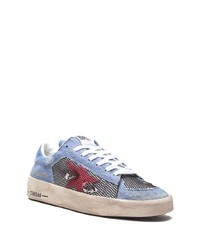 Baskets basses en toile imprimées bleu clair Golden Goose