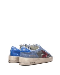 Baskets basses en toile imprimées bleu clair Golden Goose