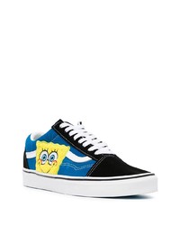 Baskets basses en toile imprimées bleues Vans