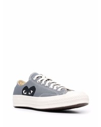 Baskets basses en toile imprimées grises COMME DES GARÇONS PLAY X CONVERSE