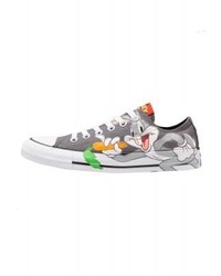 Baskets basses en toile imprimées grises Converse