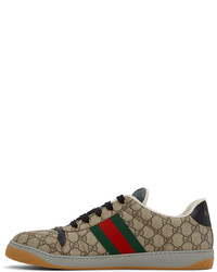 Baskets basses en toile imprimées marron clair Gucci