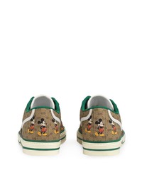 Baskets basses en toile imprimées marron clair Gucci