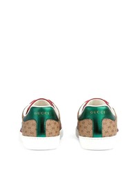 Baskets basses en toile imprimées marron clair Gucci