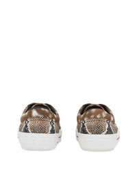 Baskets basses en toile imprimées marron Burberry