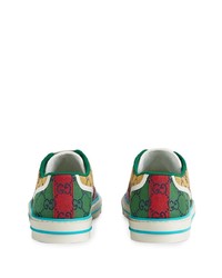 Baskets basses en toile imprimées multicolores Gucci