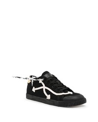 Baskets basses en toile imprimées noires et blanches Off-White