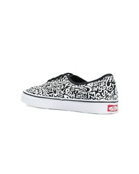 Baskets basses en toile imprimées noires et blanches Vans