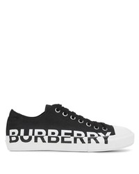 Baskets basses en toile imprimées noires et blanches Burberry