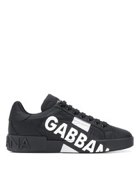 Baskets basses en toile imprimées noires et blanches Dolce & Gabbana