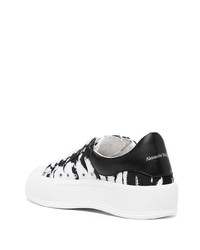 Baskets basses en toile imprimées noires et blanches Alexander McQueen